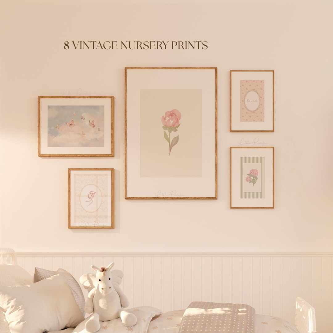 Vintage Girl Nursery Decor | Baby Girl Room Wall Art | Vintage Pink ...