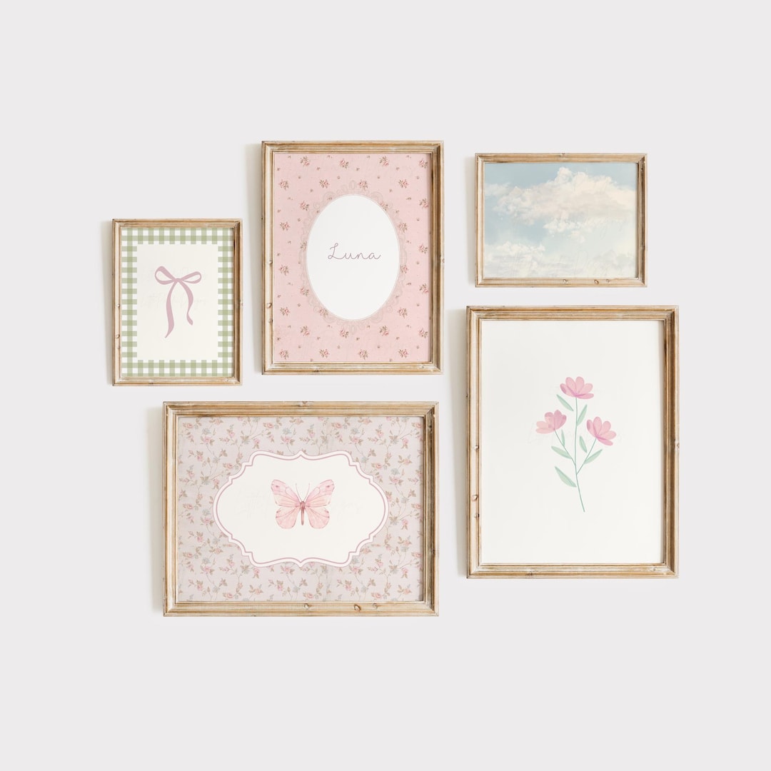 Dusty Pink and Sage Green Nursery Art | Vintage Nursery Gallery Wall ...