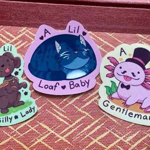 Cute Axolotl Cat and Dog Sticker Pack Collection | A Lil Guy Series | Waterproof Vinyl Stickers