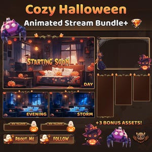 Cozy Halloween Animated Stream Assets