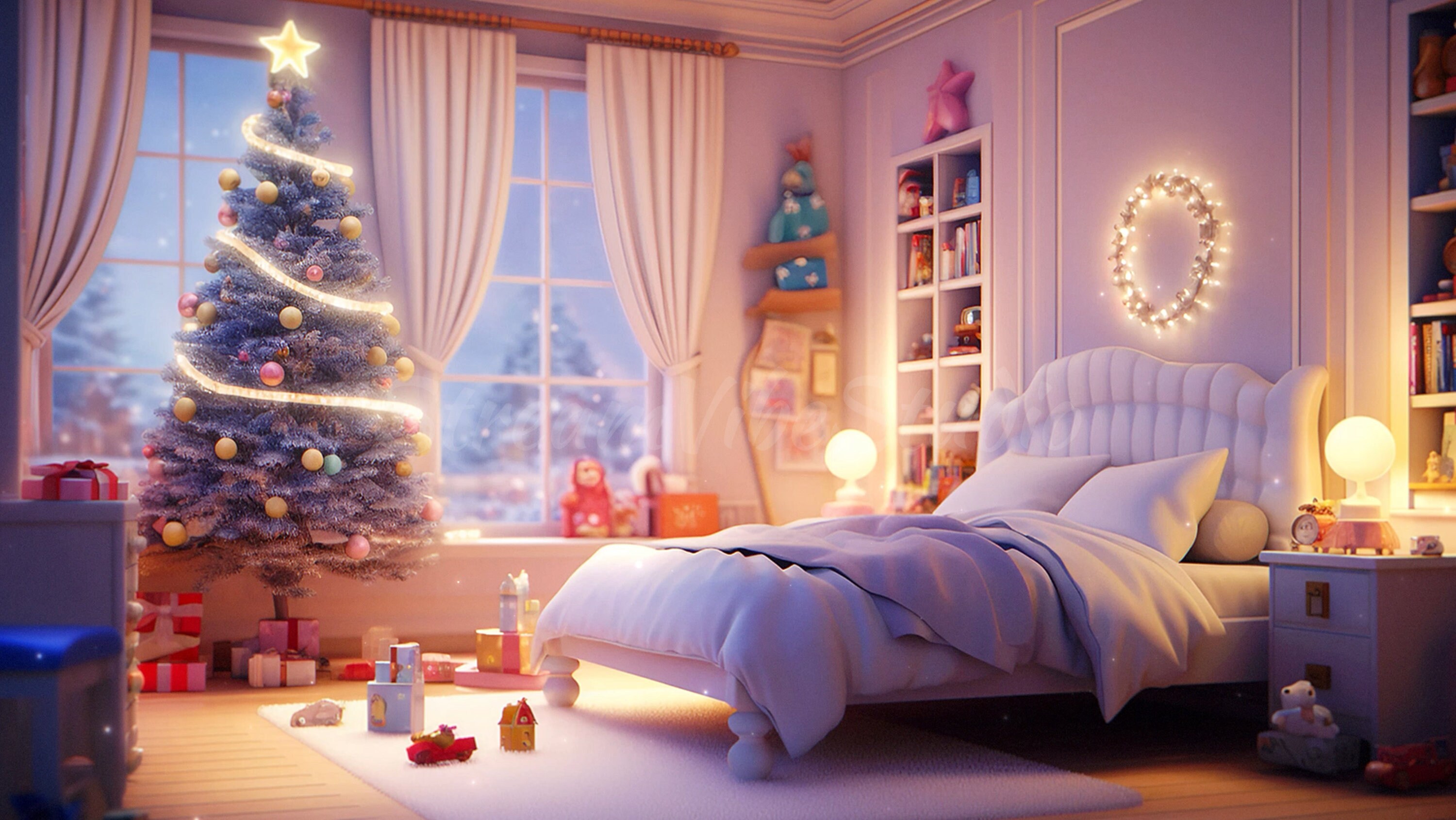 Animated Background Golden Rose Christmas Bedroom Aesthetic - Etsy