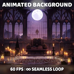 Animated Background Castle for Twitch, Gothic living room, Dark Aesthetic VTuber Background Room