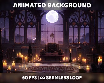 Animated Background Castle for Twitch, Gothic living room, Dark Aesthetic VTuber Background Room