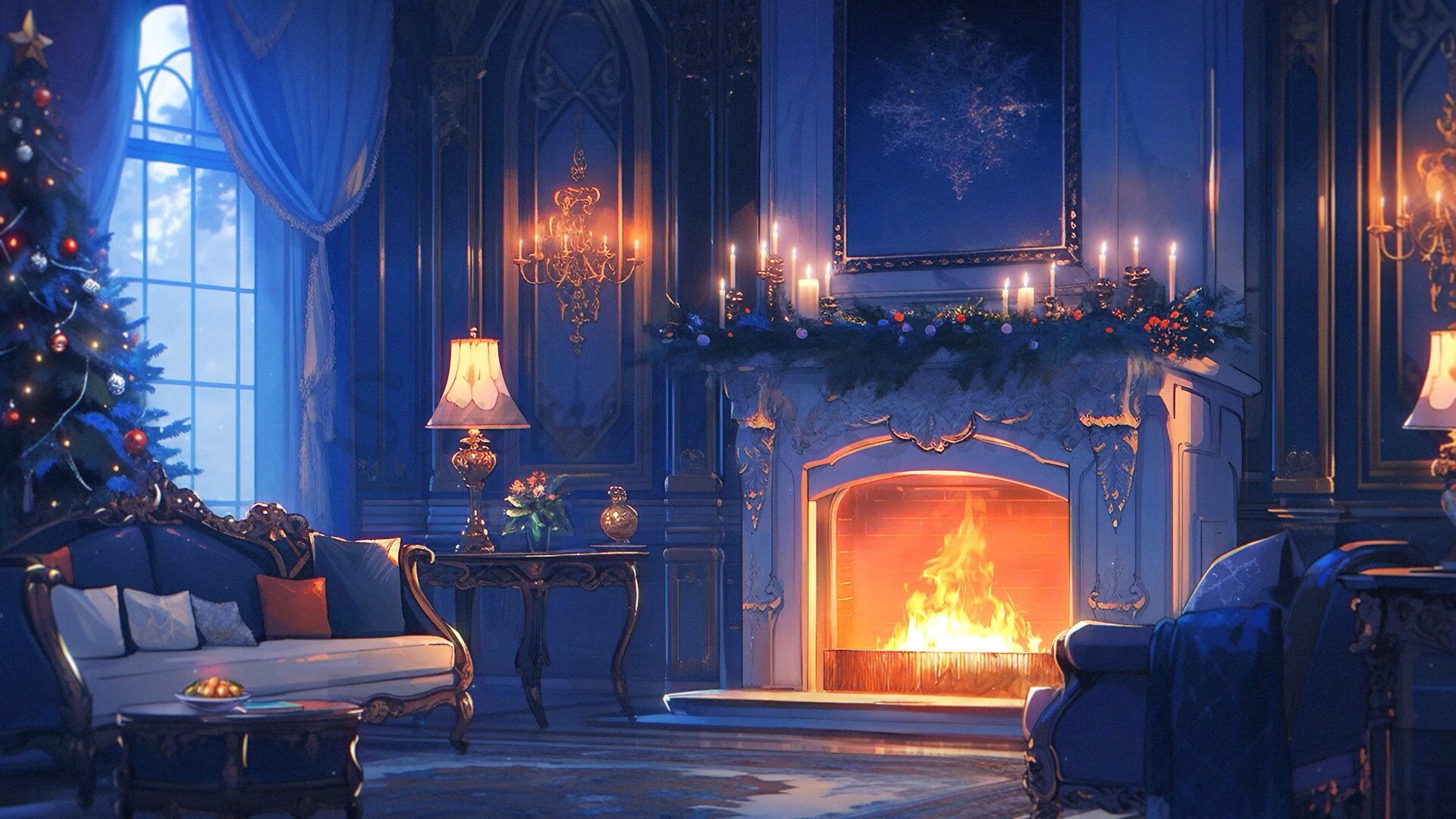 Animated Background Cozy Winter Night Lofi Aesthetic Looped Vtuber ...