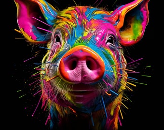 Neon Pig digital print