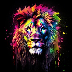 Digital print, Neon Lion