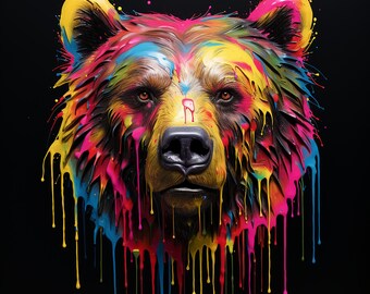 Neon Bear digital print
