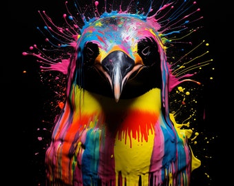 Neon Penguin digital print