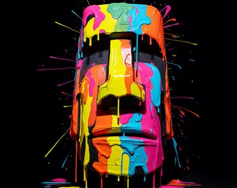 Stampa digitale Neon Moai