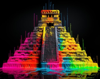 Neon Chichen Itza digital product