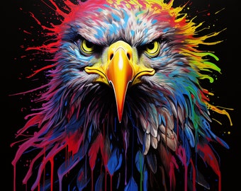 Neon Bald Eagle digital art