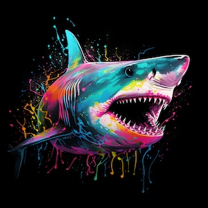 Neon Shark digital print