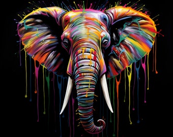 Neon Elephant digital print