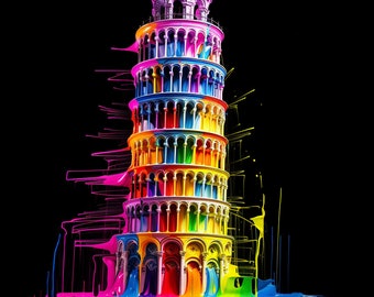 Neon Leaning Tower of Pisa