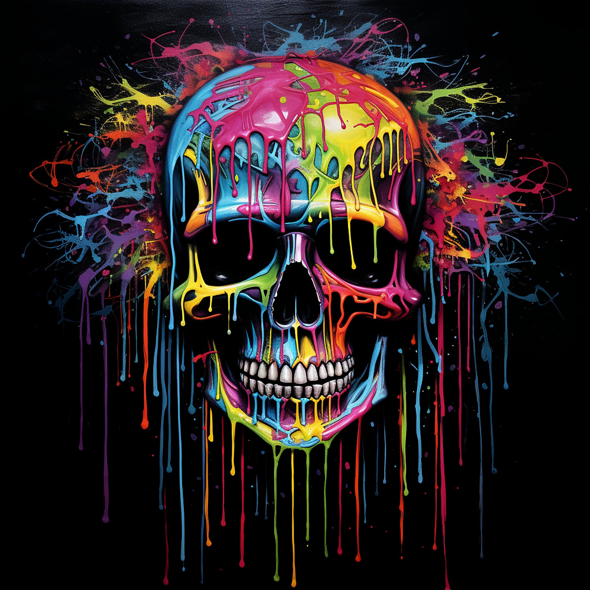 Kunpei_yamanashi　デジタルプリント  NEON SKULLⅠ Neon Skull Digital Print - Etsy Australia