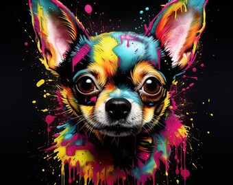 Neon Chihuahua digital print