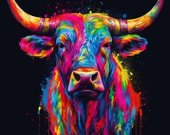 Neon Cow digital print