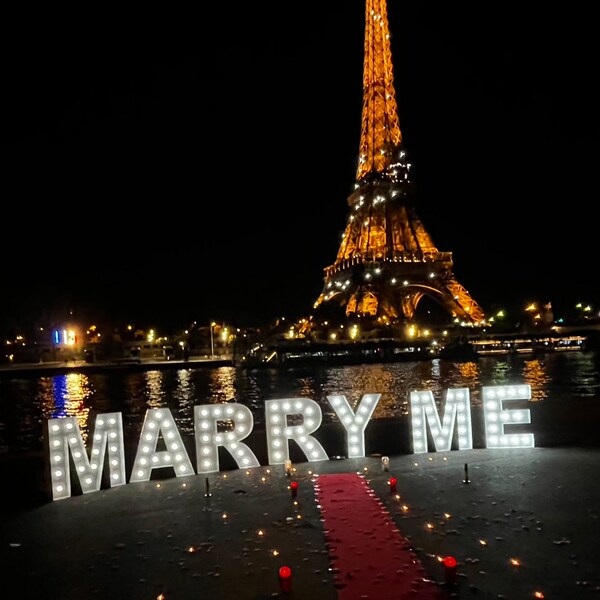 Lettres géantes lumineuses LOVE MARRY ME numbers chiffres mariage personnalisés Led giant sign mariage Baby decoration