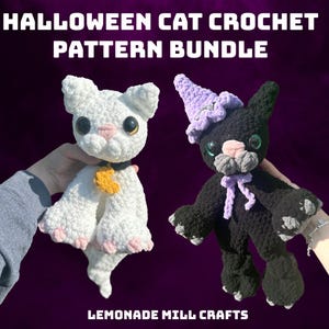 Halloween Crochet Cat Snuggler Patterns: Ghost & Witch Amigurumi (PDF Pattern Bundle