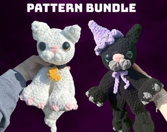 Halloween Crochet Cat Snuggler Patterns: Ghost & Witch Amigurumi (PDF Pattern Bundle