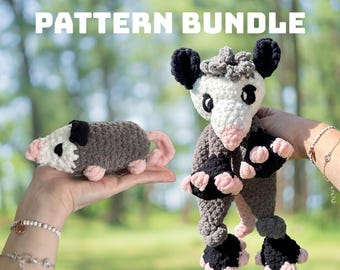 Opossum Crochet Pattern Bundle: Snuggler and Mini Amigurumi Plush (PDF Download)