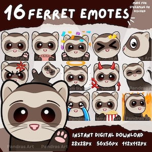 16 Cute Ferret Emotes Bundle for Twitch, Discord, Kick & Youtube (Digital Download)