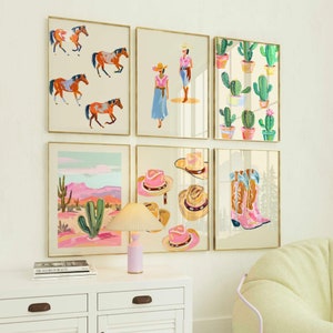 Es lebe die Cowgirls 6 Poster Bundle Cowgirl Stiefel Wand Kunst Druck Trendige Western Dekor Küsten Cowgirl Wand Kunst Niedliche Wohnung Dekor Cowgirl