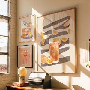 Aperol Spritz Print 3pc Poster Bar Cart Accessories Martini Wall Art Glasses Martini Poster Signature Drink Sign Dopamine Decor Preppy Stuff
