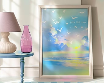 Into The Sun – Coastal Sunrise Print: Mental Health Affirmation Wall Art (Digital Download)