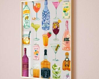 Martini Wall Art Poster Martini Stampa Espresso Martini Carrello Bar Bicchieri da Martini Sporchi Poster Cocktail Stampe Carrello Bar Cartello Drink Firmato
