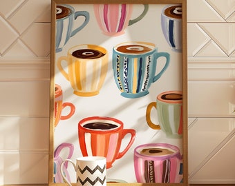 Coffee Cart Print Coffee Lover Decor Colorful Wall Art Coffee Bar Print Coffee Bar Sign Dopamine Decor Coffee Poster Kitchen Wall Art Print