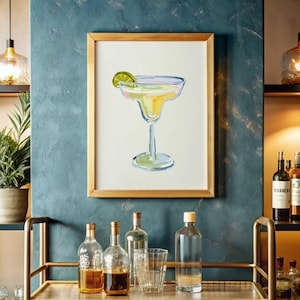 Margarita Wall Art Margarita Poster Watercolor Print Martini Glasses Cocktail Poster Bar Cart Prints Bar Cart Accessories Martini Print