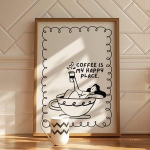 Espresso Doodle Art Print: Minimalist Coffee Bar Decor (Digital Download A2 JPEG 300 dpi )