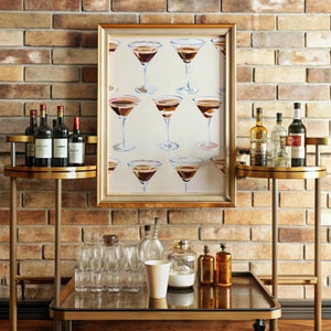 Arte mural de martini espresso Póster de cóctel Copas de martini Arte de martini espresso Impresiones de carrito de bar Accesorios para carrito de bar Arte de martini espresso