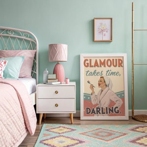 Trendy Aesthetic Printable Girly Bedroom Dorm Decor Retro Poster Funny Retro Lady Bathroom Wall Art Vintage Retro Poster Kitchen Quote Art