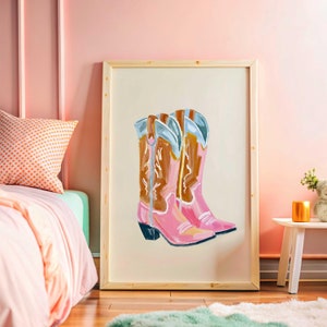 Long Live Cowgirls Poster Cowgirl Boots Wall Art Print Trendy Western Decor Maximalist Wall Art Cute Apartment Decor Cowgirl Art Print