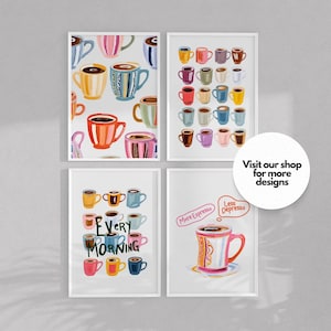 Coffee Cart Print Coffee Lover Decor Colorful Wall Art Coffee Bar Print Coffee Bar Sign Dopamine Decor Coffee Poster Kitchen Wall Art Print