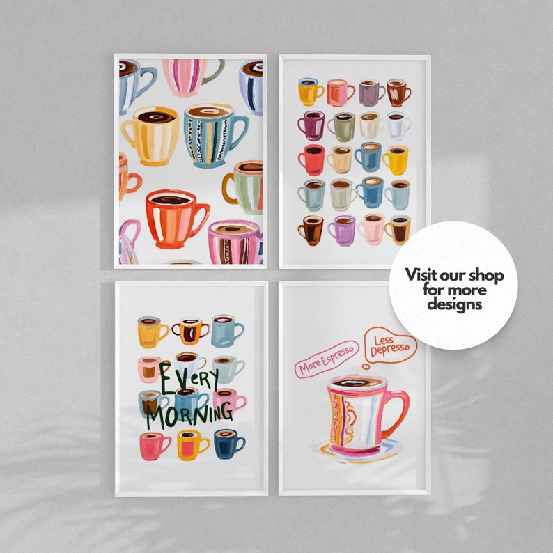 Coffee Cart Print Coffee Lover Decor Colorful Wall Art Coffee Bar Print Coffee Bar Sign Dopamine Decor Coffee Poster Kitchen Wall Art Print