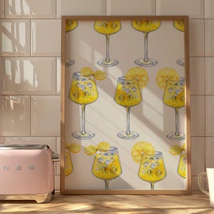 Plakat Limoncello Wydruk Limoncello Stare pieniądze Estetyka Portofino Plakat koktajlowy Wydruki na wózki barowe Wystrój dopaminy Wydruk Martini Wóz barowy
