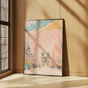 Impresión artística de París, póster de la ciudad de París, acuarela, arte mural de París, arte minimalista moderno de París, póster de París, decoración moderna para el hogar, impresiones de la ciudad de Francia