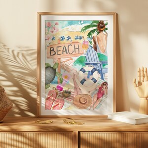 Watercolor Beach Print: Pastel Coastal Wall Art (Digital Download)