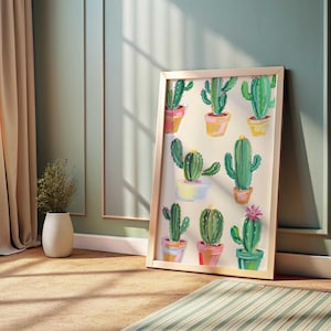 Es lebe die Cowgirls Poster Kaktus Muster Wand Kunst Druck Trendige Western Dekor Maximalist Wand Kunst Niedliches Wohnung Dekor Cowgirl Wüste Druck