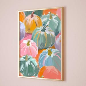 Fall Pumpkins Wall Art Autumn Watercolor Pastel Fall Paint Autumn Pumpkins Wall Decor Pumpkin Pastel Watercolor Girly Halloween Poster Pink