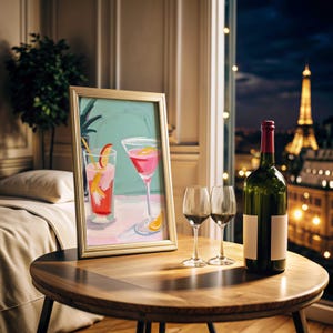 Arte mural de martini Póster de martini Impresión de martini Impresiones de carritos de bar Copas de martini Póster de cócteles Accesorios para carritos de bar Bebidas exclusivas Martini