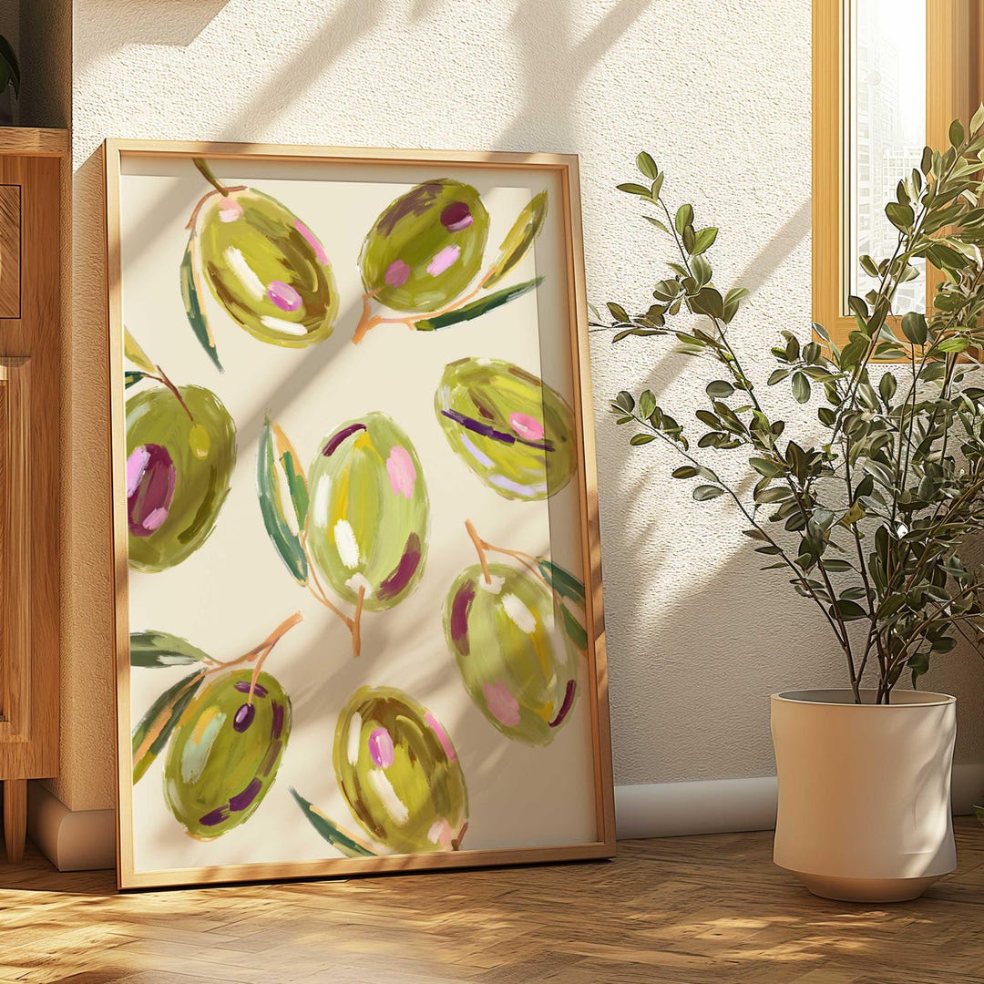 Olives Wall Art Cute Olive Print Kitchen Print Cottage Core Poster Kitchen Art Watercolor Coquette Room Decor Girly Art Farmhouse Art Trendy