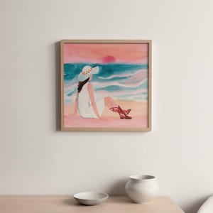 Pastel Coastal Cowgirl Art Print: Beachy Western Home Decor (Digital Print)