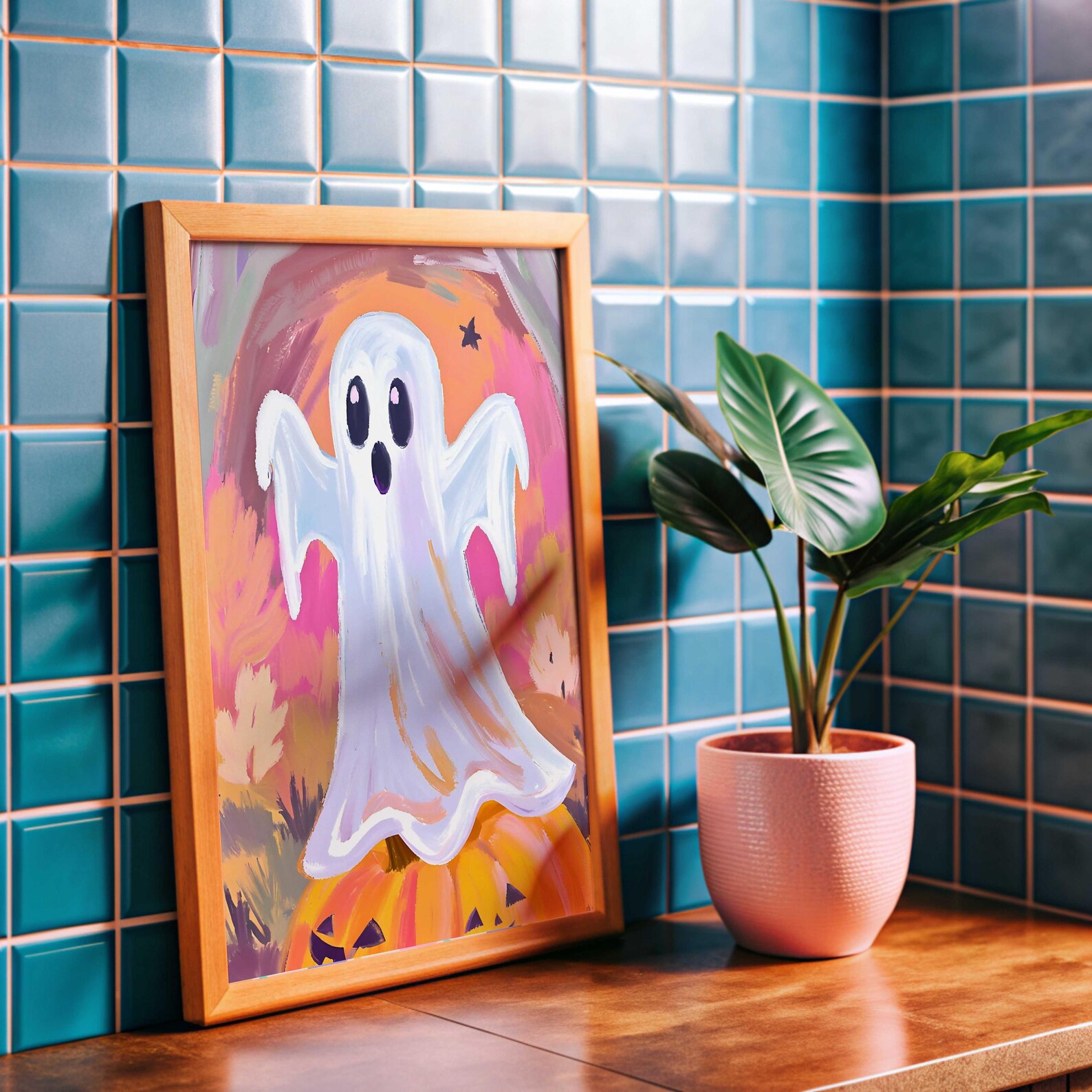 Halloween Poster for Kids Cute Ghost Halloween Wall Art Nursery ...
