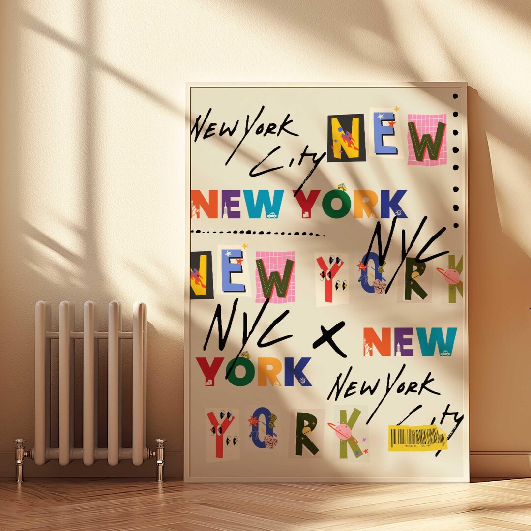 New York City Print Wall Art Watercolor Maximalist Print City Print NYC ...