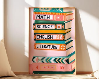Book Lover Wall Art Printable Cute Bookish Wall Print Back To School Poster Book Club Art Print Printable Book Decor Gift for Book Lovers