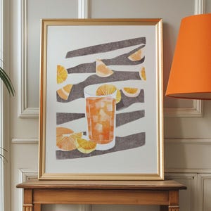 Aperol Spritz Print Signature Drink Sign Bar Cart Accessories Poster Martini Wall Art Glasses Martini Poster Preppy Stuff Dopamine Decor